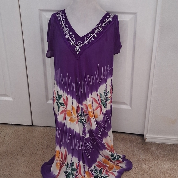 NWT Exist Purple Floral Midi Dress With Sequin & Embroidery Size 0S - Picture 5 of 12